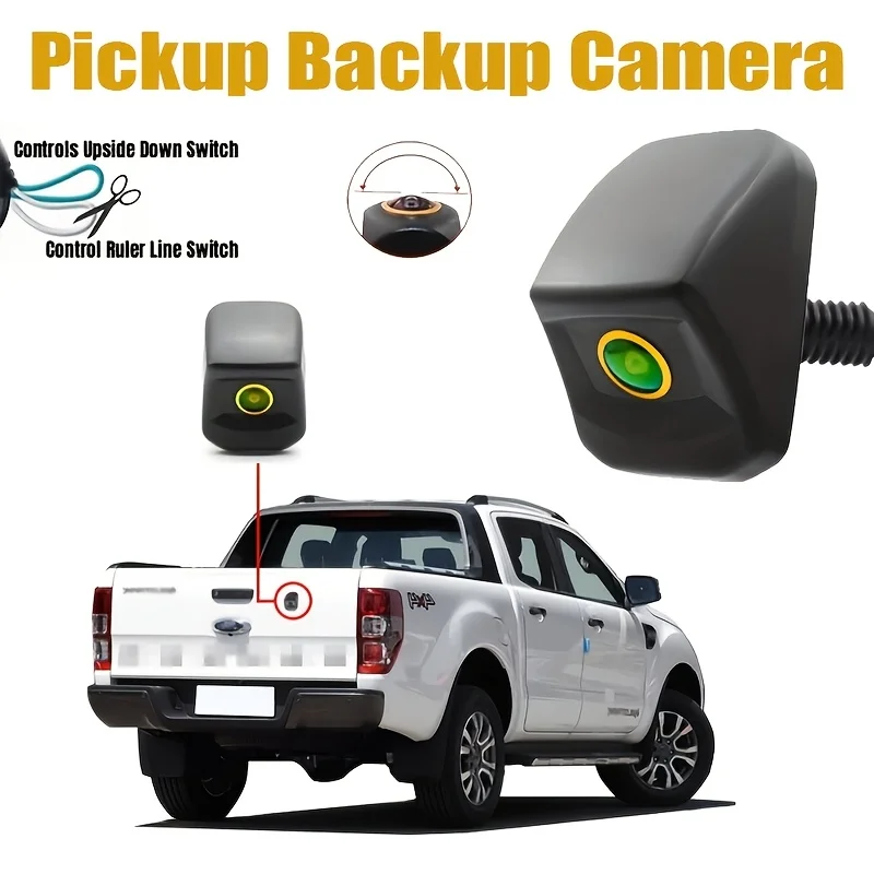 Rear View Camera Suitable for TOYOTA Hilux, GMC, Ford F150/250/350, and RAM Pickup, Featuring an Upside-Down Mount