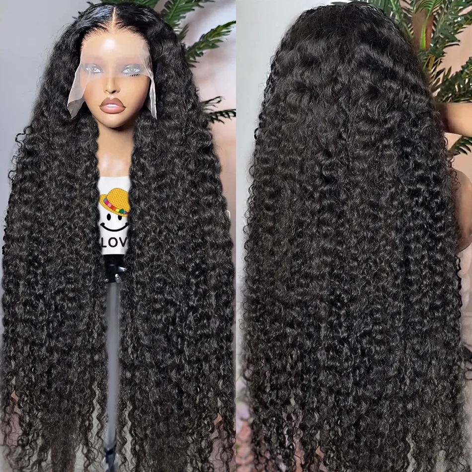 30 40 Inch 250 Density 13x6 HD Deep Wave Lace Frontal Wig Preplucked Brazilian Water Wave Curly Wig High Quality 100% Human Hair