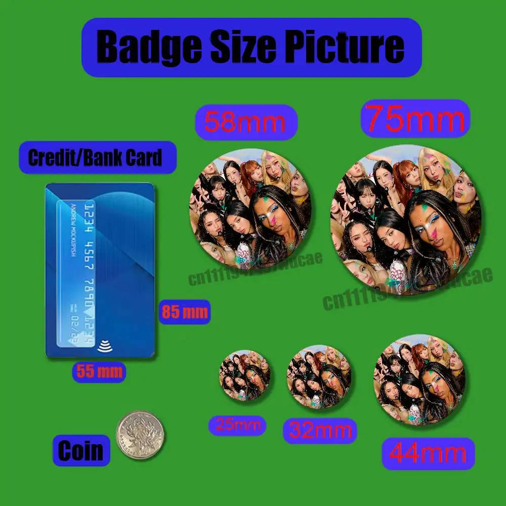 For ICONIC BY MISTAKE K-KATSEYE Badge Cover Custom Pin Insignia Emblem Round 25mm 44mm Laser Film