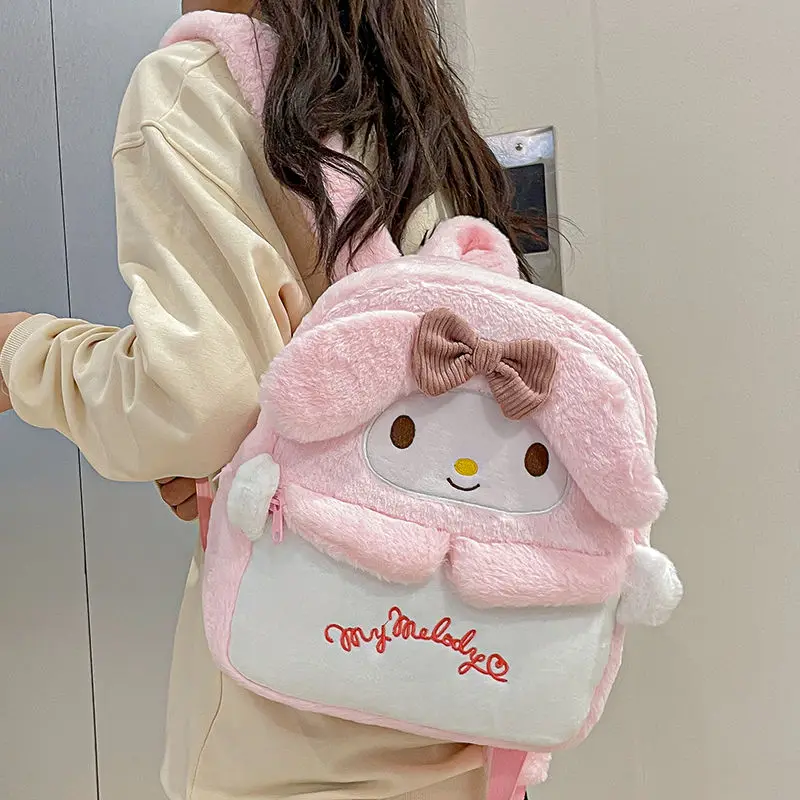 Xiuya Hello Kitty Backpacks for Women Cute Cartoon Plush Small Aesthetic Backpacks New Casual Kawaii Female Luxury Designer Bags