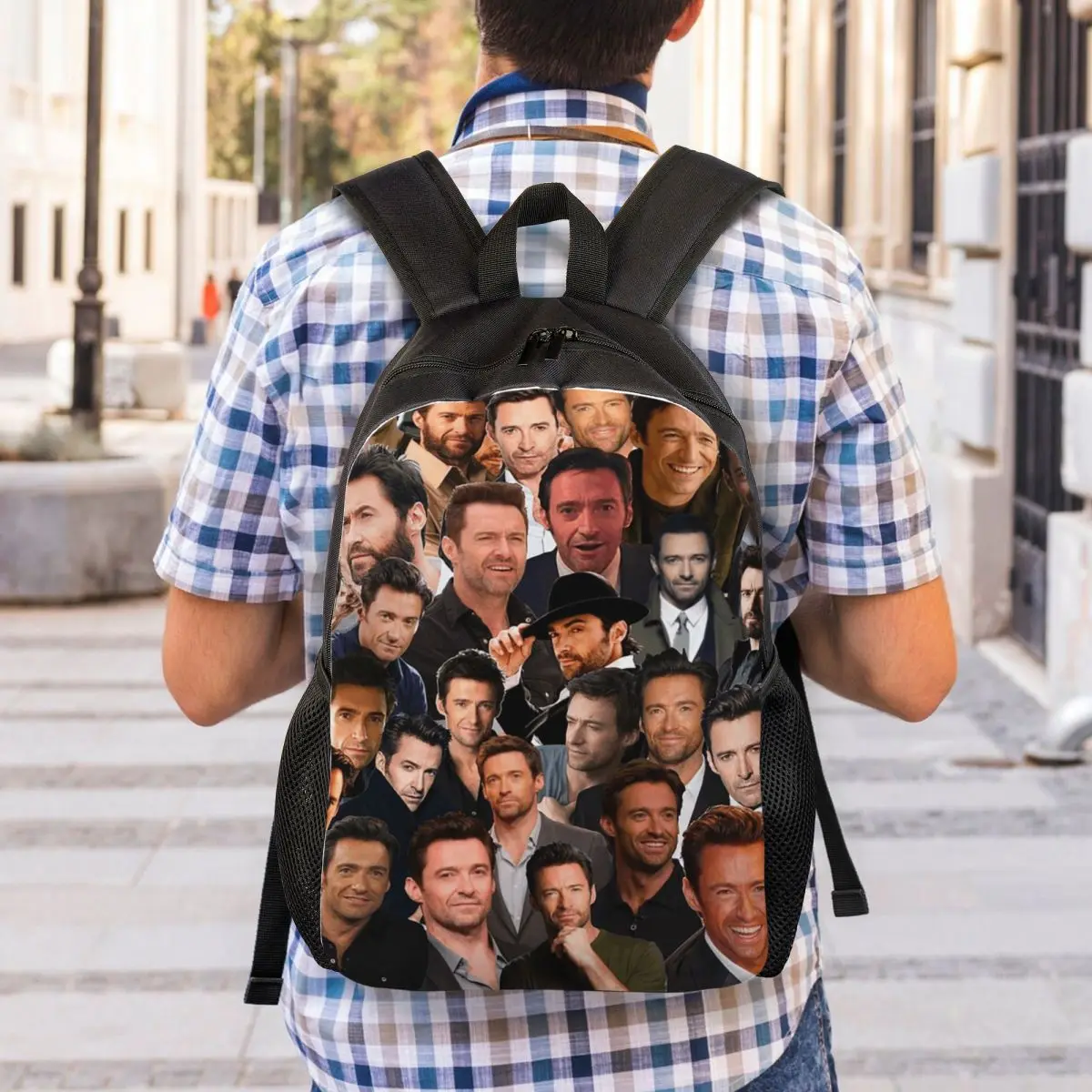 Hugh Jackman Photo Collage Backpack Student Boys Girls BookBag School Bag Computer Shoulder Bags