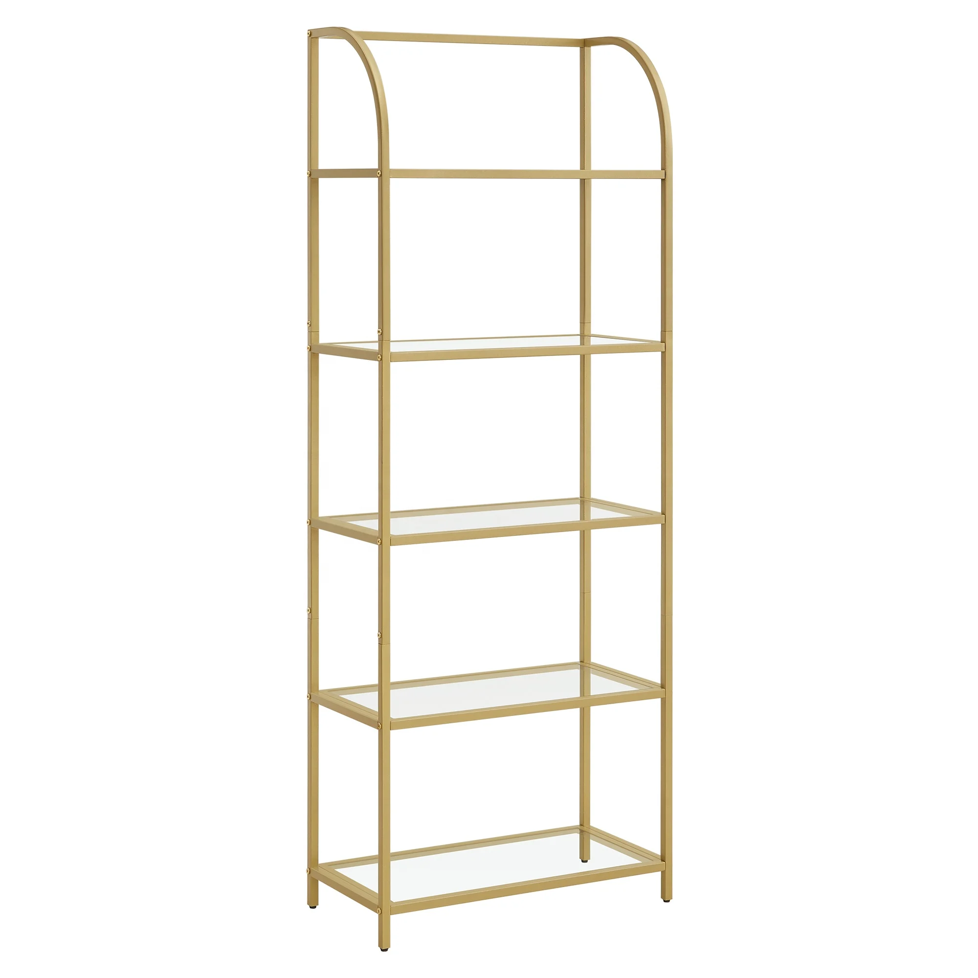 

Large Capacity Glass Top Plant Shelf Bookshelf Bookshelf Home Decoration Storage Shelf Gold Display Shelf