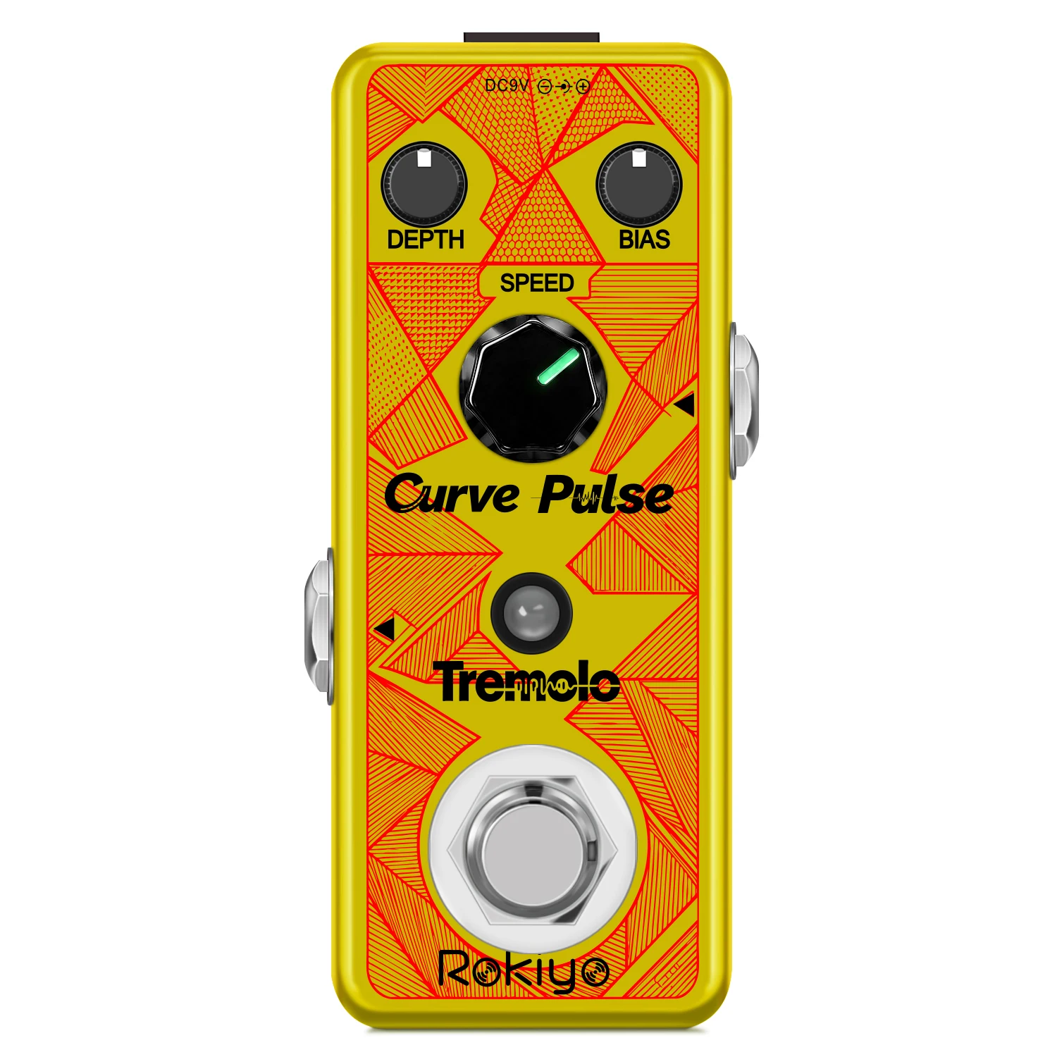 Rokiyo Curve Pulse Tremolo Guitar Pedal Classic Optical Tremolo Effect Pedal Wide Speed Depth Range Mini Vibrato Synthesizer