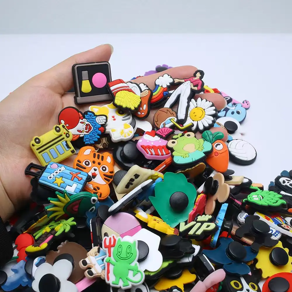 30-200Pcs Random mixing Cartoon Shoe Charms for Clogs Bubble Slides Sandals PVC Shoe Decorations Accessories For Teens Or Gifts