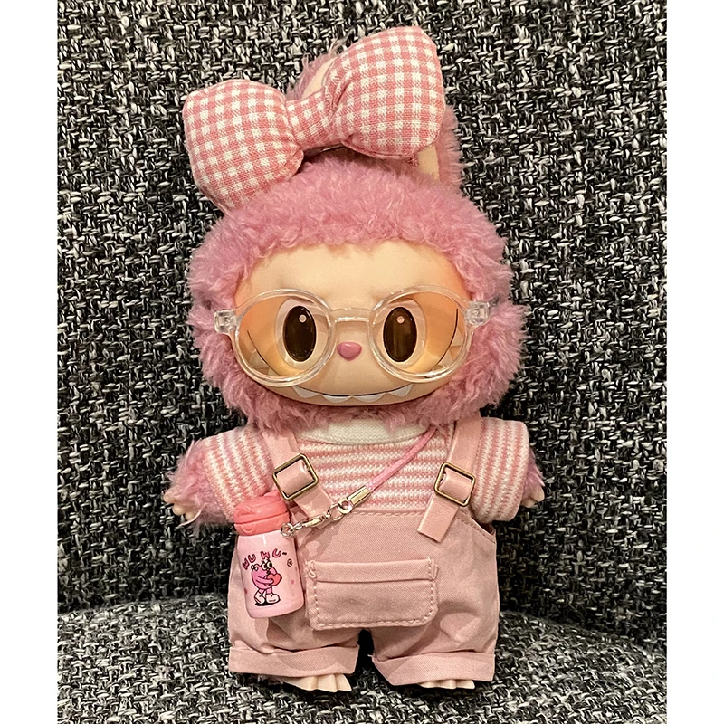 

Labubu Clothes Plush Doll Bandeau Pants Headdress + Glasses + Dress + Pants + Cell Phone DIY Mini Doll Labubu Accessories 17cm
