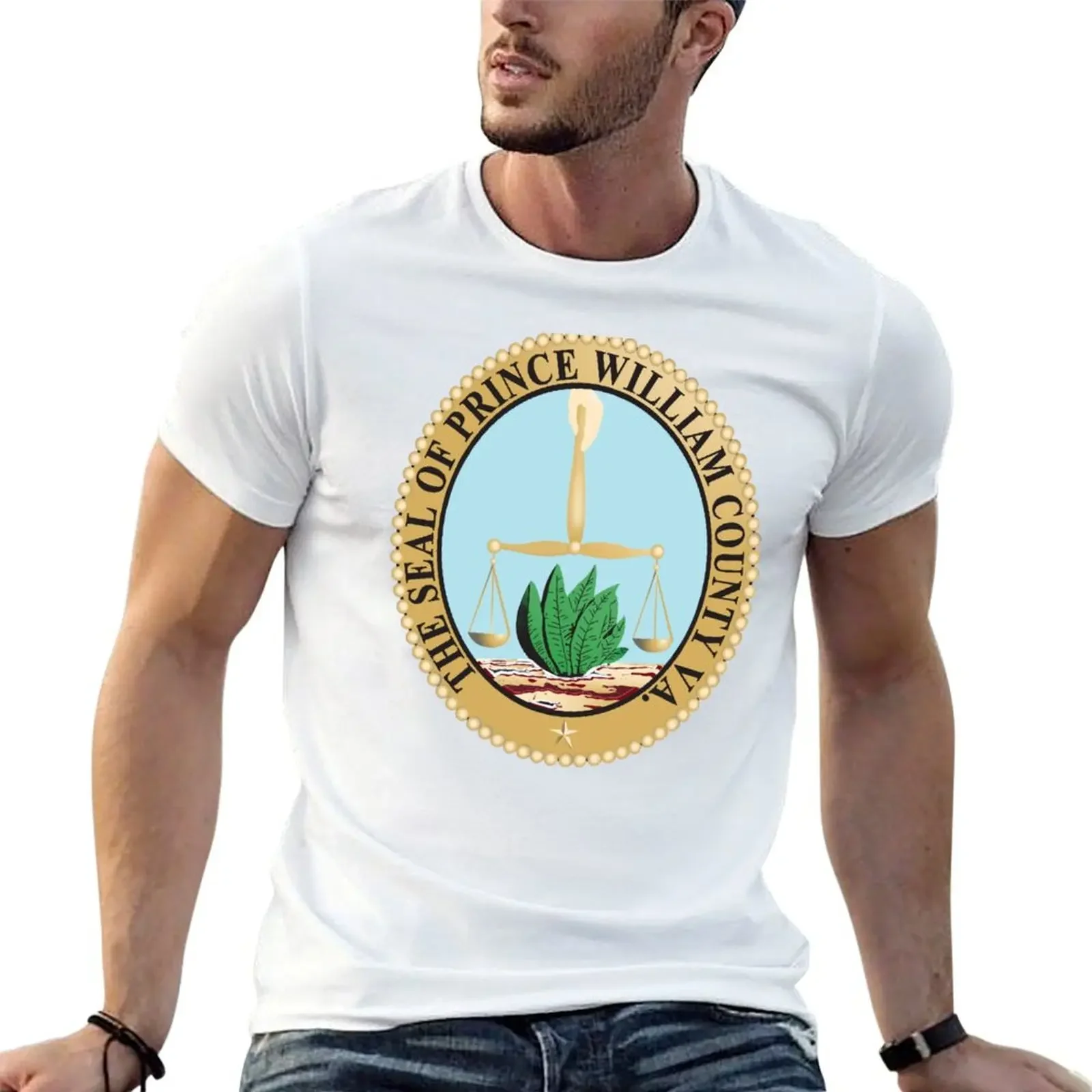 Official seal of Prince William County, Virginia T-Shirt graphic tee shirt topping cotton man t-shirts plus size men clothing