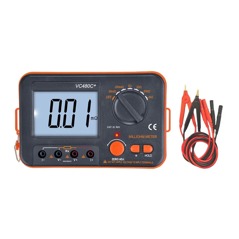 Test Backlight Lcd Anti-Interference Data Retention New Vc480C+ Digital Milliohmmeter 0.01M-2Kohm Low Resistance Tester 4-Wire