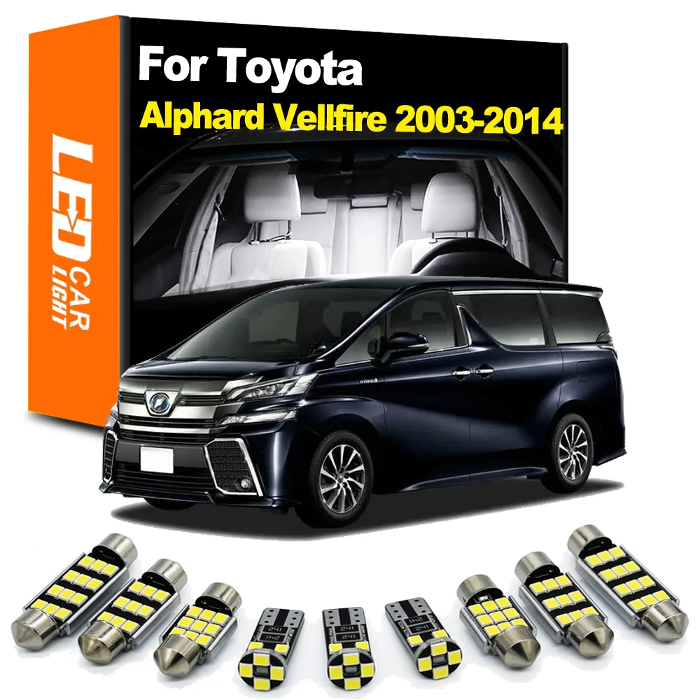 Zoomsee Interior LED Light Kit For Toyota Alphard Vellfire 10 20 Series 2003-2012 2013 2014 Canbus Car Indoor Bulb Dome Reading