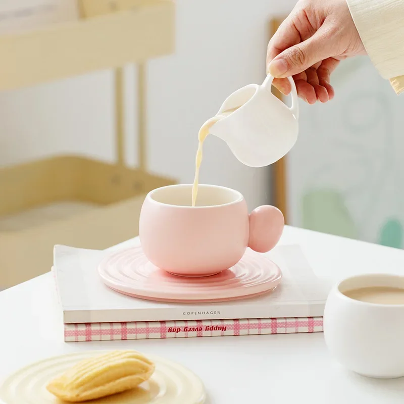 Taza  café  cerámica  Color Macaron con mango en forma  bola encantadora para té  leche, regalo  cumpleaños, taza