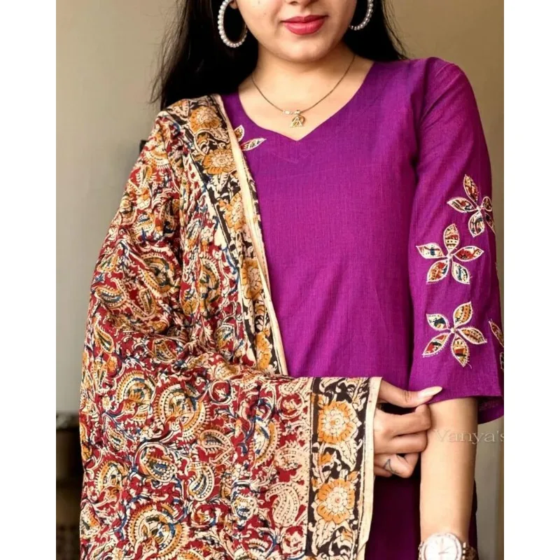 South Cotton Kurti Palazzo & Dupatta Indian Women's Fashion Salwar Set Fashion Trends