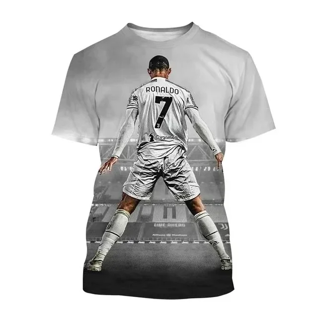 New Summer Ronaldo 3D Print Boy Girls Sports T-shirt Daily Leisure Street Fashion, Comfortable Short Sleeves Fashion Clothing