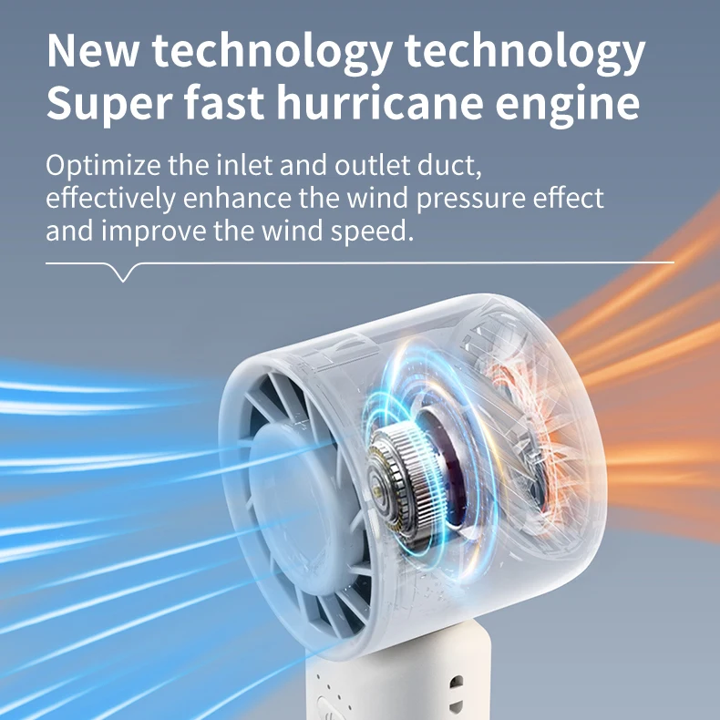 2025 新 1200mAh 充電式 USB ハンドファン LED デジタルディスプレイ Electr ポータブル折りたたみハンドヘルドファンミニファンフックバックル付き