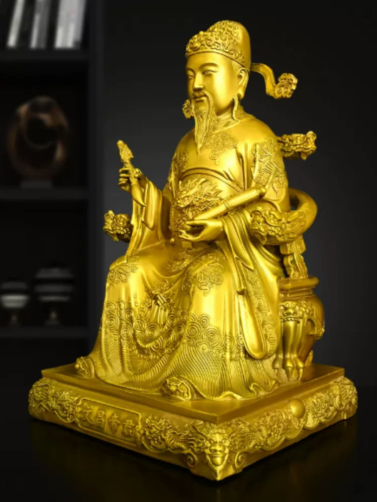 Exquisite brass Wenchang Emperor deity statue home study desktop ornaments decorative crafts Stationery supplies