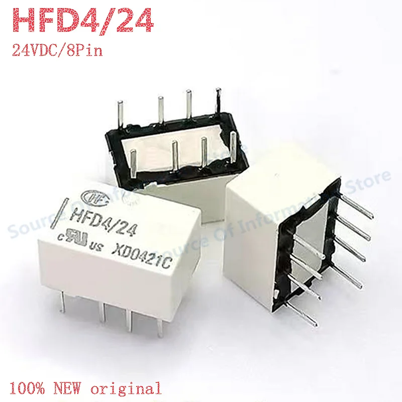 

10Pcs HFD4/24 Signal Relay 24VDC 8 Pin 2A Durable Electric Switch for Signal Transmission