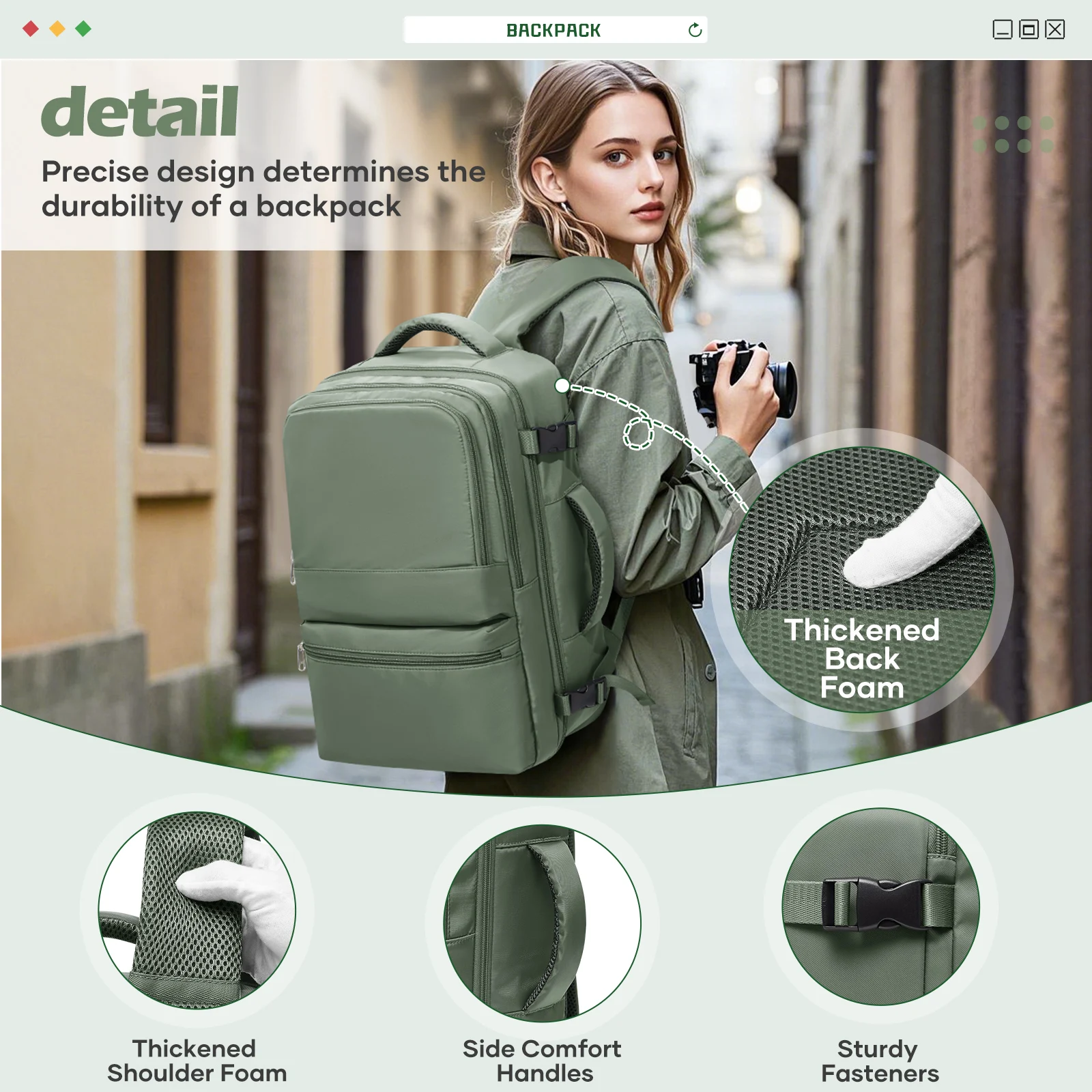 حقائب Ryanair Cabin مقاس 40 × 30 × 20 حقيبة ظهر للسفر تحت المقعد، حقيبة ظهر مريحة للاستخدام الخارجي للنساء حقيبة كتب للكمبيوتر المحمول للتخزين في المدرسة