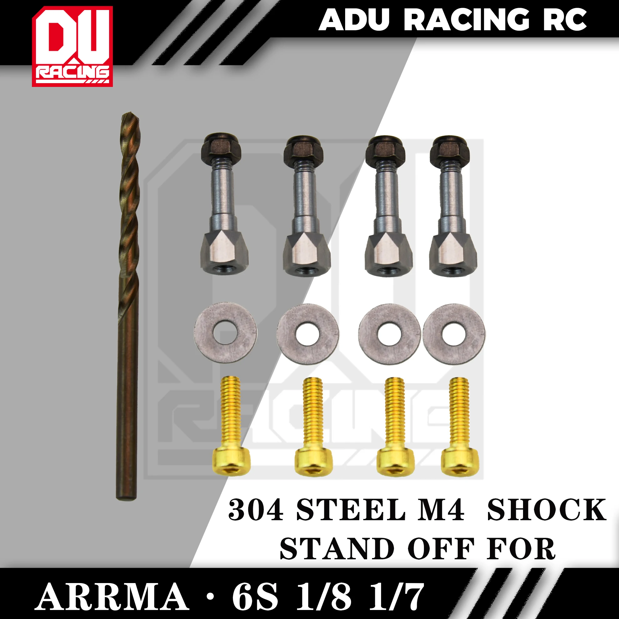 

ADU Racing 304 STEEL M4 SHOCK STAND OFF для ARRMA 6S 1/8 и 1/7