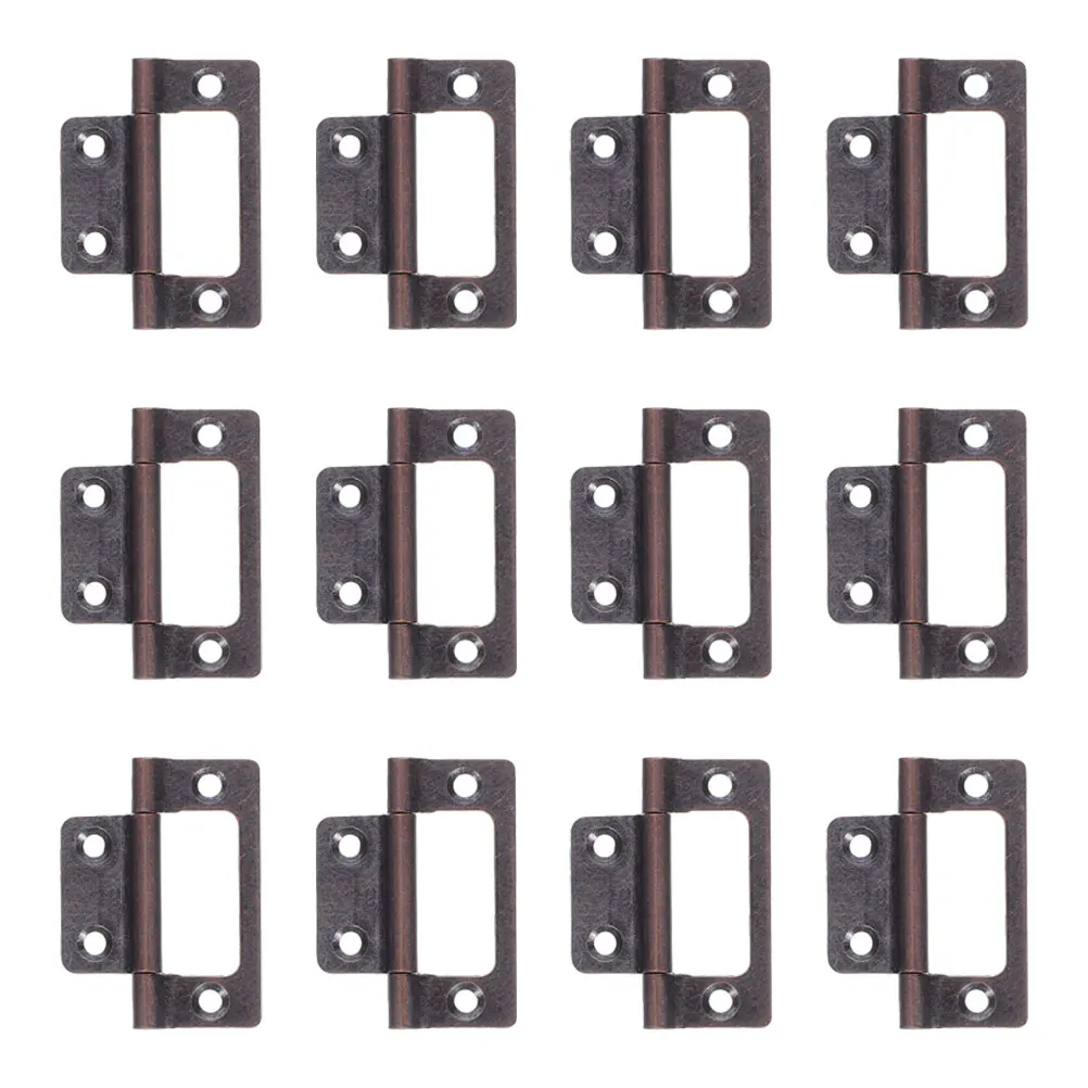 

12Pcs Stainless Steel Silent Cabinet Hinges Flat Flush Design Heavy Duty Swinging Door Hinges for Kitchen Wardrobe Furniture