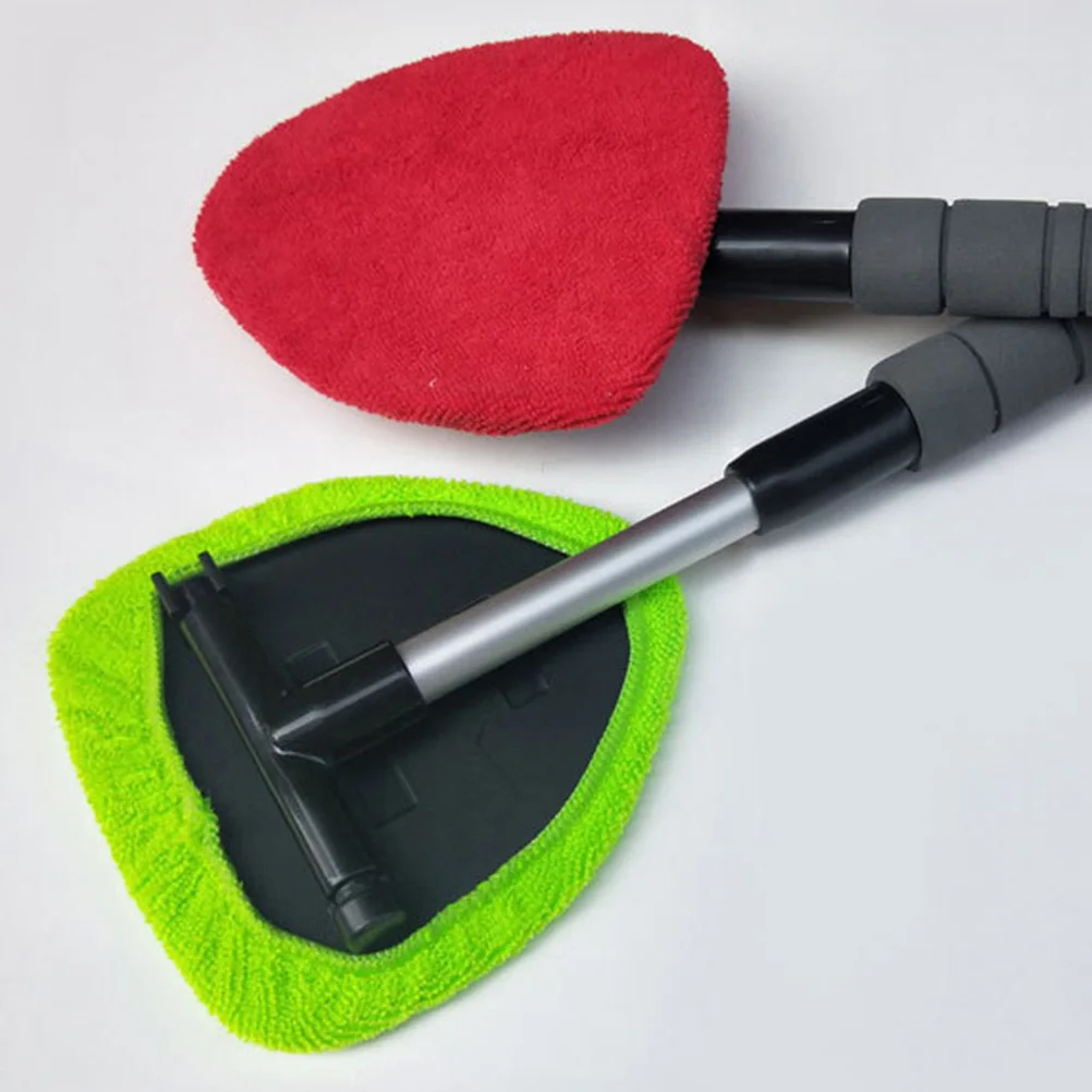 

2Pcs Glass Cleaning Brush Car Wash Supplies Windshield Cleaner Long Handle Triangular Head Vehicle Surface
