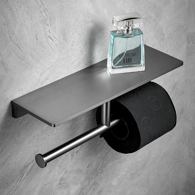 Toilet wall mounted perforated storage tissue holder, all copper square toilet paper holder, roll paper holder