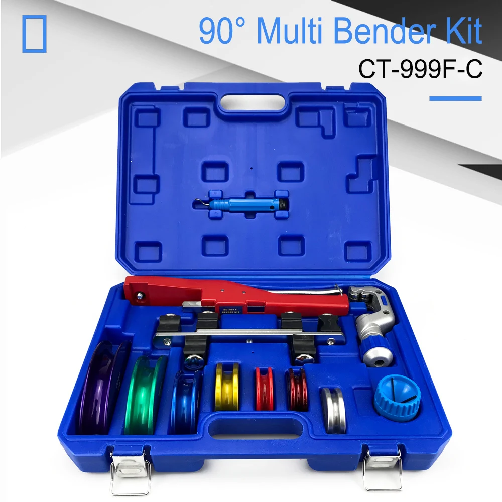Manual Tube Bender Kit 6‑22mm 90° Copper Pipe Bending Tool Set with Tube Cutter for HVAC Refrigeration Repair