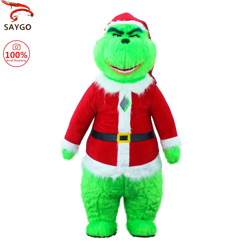 

SAYGO Christmas Grinch Inflatable Plush Costume Mascot Adult Character Cosplay Halloween Christmas Performance Event Party Set