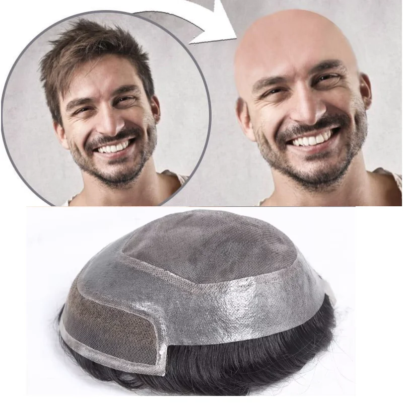 

Male Hair Prosthesis Swiss Lace Front & Mono Top Breathable Toupee Men Wig 100% Human Hair Toupee Exhuast Systems Unit Man Wig