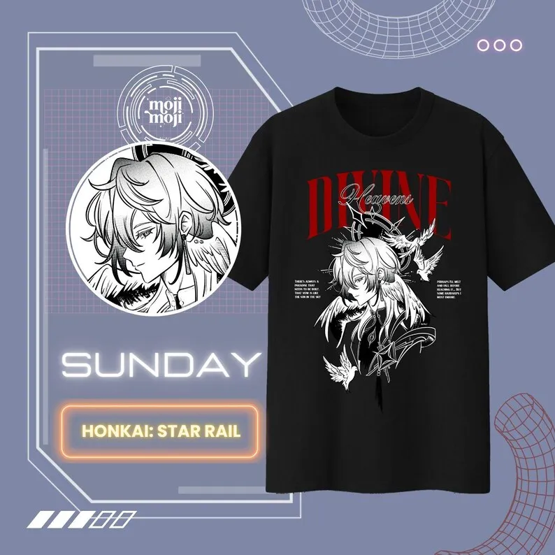 SUNDAY Honkai Star Rail Shirt Honkai: Star Rail T-shirt Sunday Shirt HSR Penacony Sunday Merch Gamer Shirt Gifts