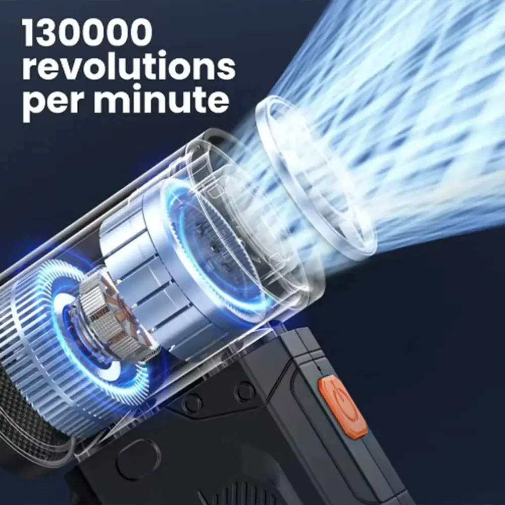

130000RPM Mini Turbo Jet Fan Brushless Motor Wireless Electric Air Duster Rechargeable 5 Speeds Adjustable Violent Turbo Blower