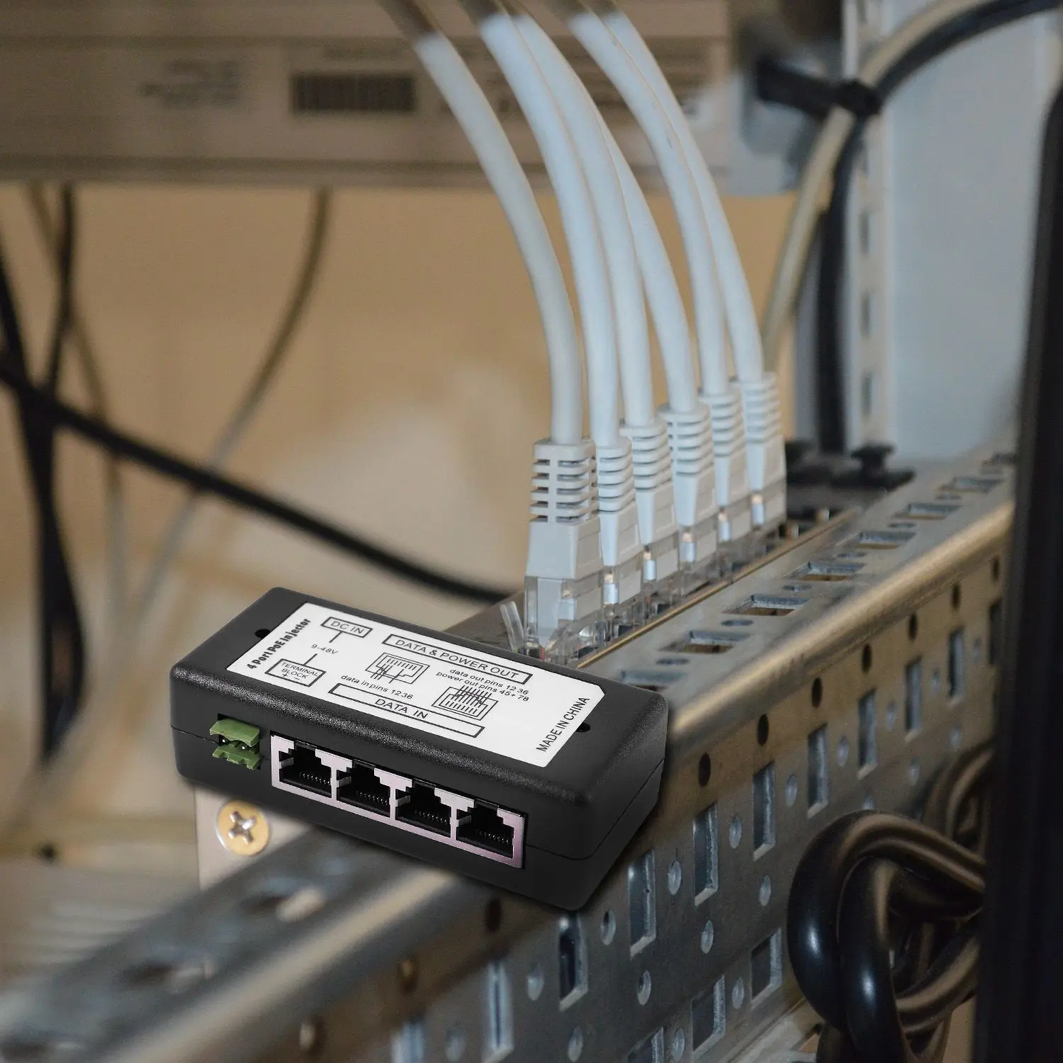 A92Z 4 Port Poe Injector Poe Power Adapter Ethernet Power Supply Pin 4,5(+)/7,8(-)Input Dc12v-Dc48v For Ip Camera