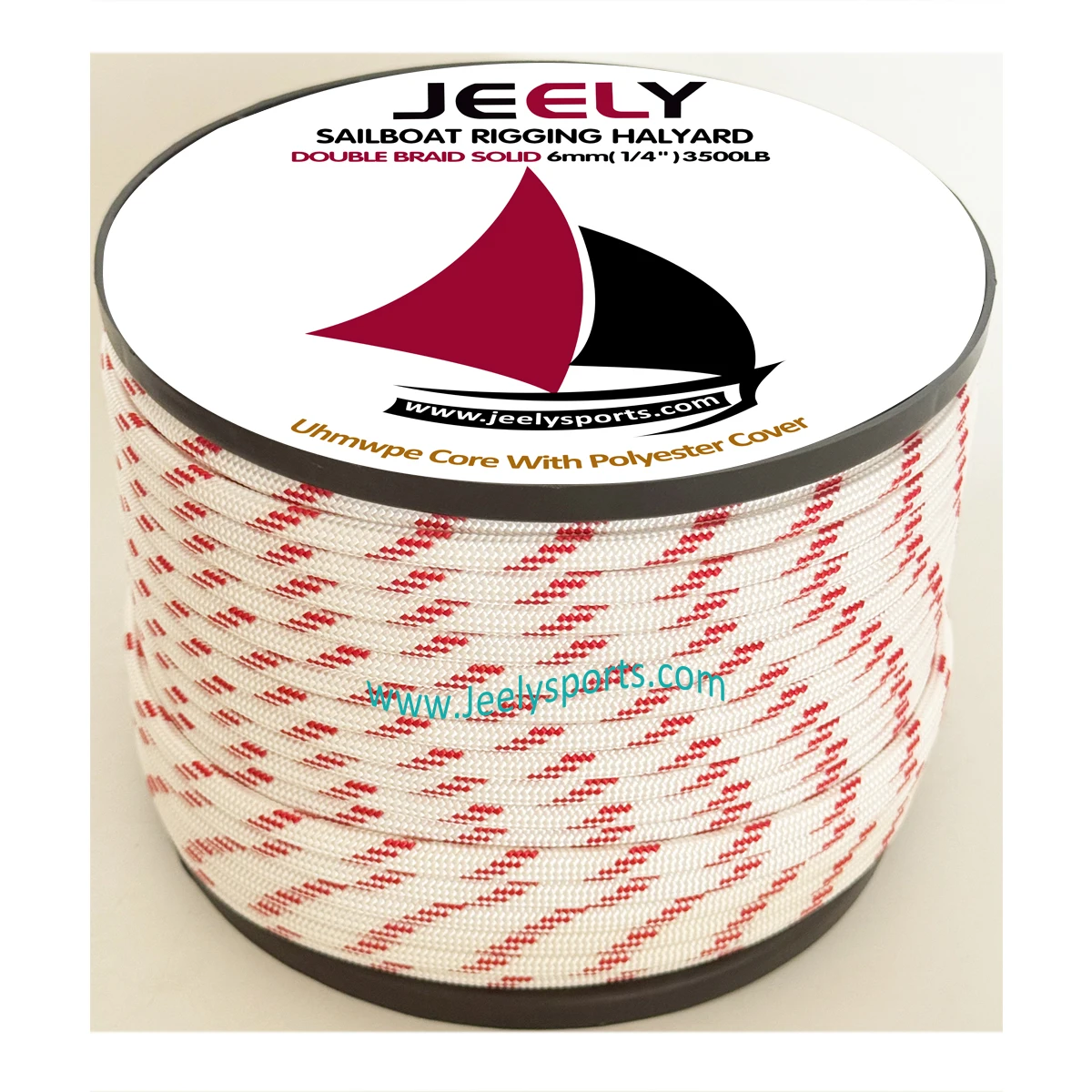 6MM 3500lb 30m Length UHMWPE Core with Polyester Jacket Mooring Rope