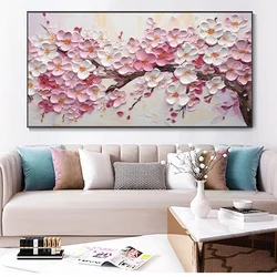 Cherry Blossom Branch Painting Poster Floral Impasto Abstract Tree Canvas Print Landscape Modern Wall Art Room Decor Cuadros