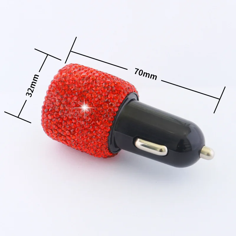 Podwójna ładowarka samochodowa USB 5V 3.1A Bling Bling Rhinestones Crystal Dekoracje samochodowe do szybkiego ładowania Auto Decors dla IPhone