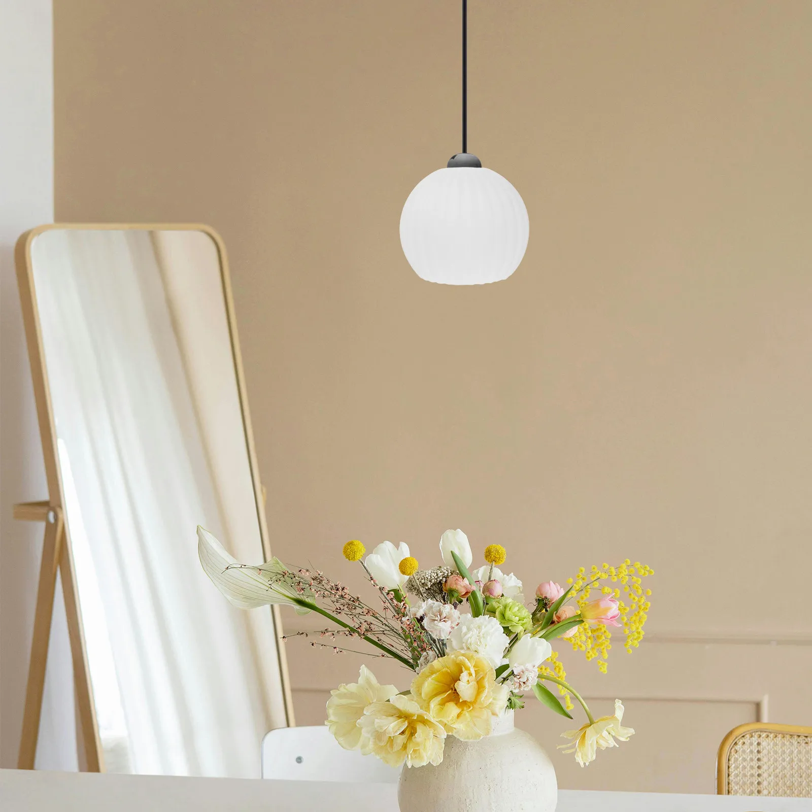 Pe Hanging Lamp Shade Dual Hole Design Lightweight Sturdy Plastic Globe Light Cover for Ceiling Pendant Fixture Dining Living