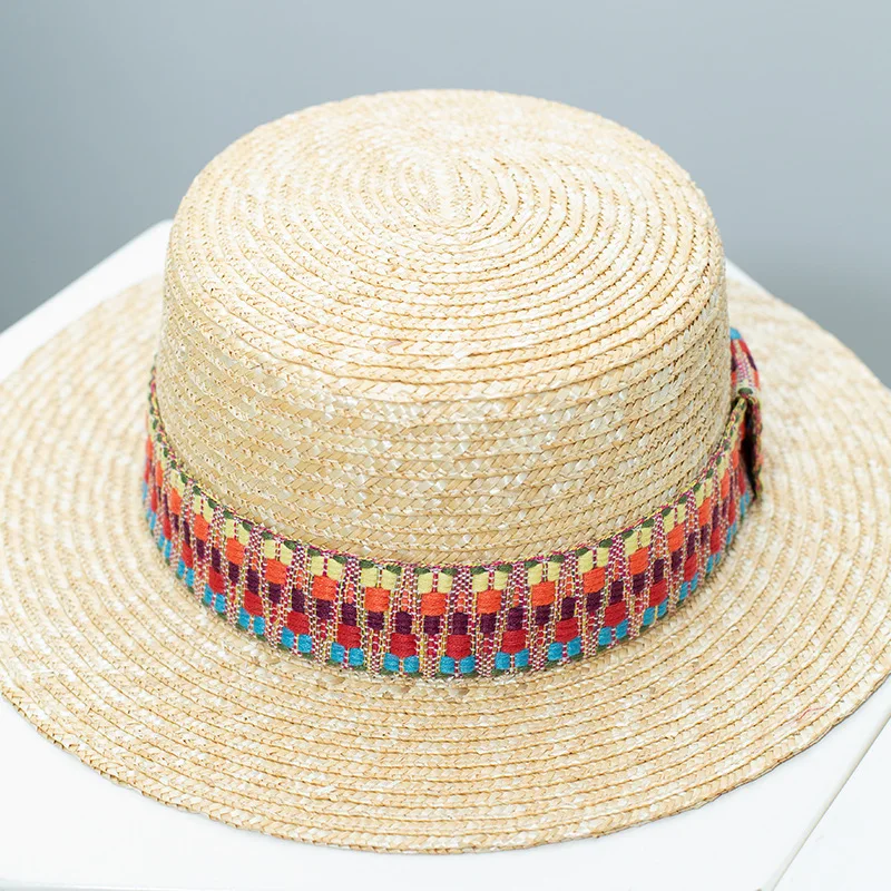 New Mexican Ethnic Colorful Ribbon Decorated Rafi Straw Hat Unique Design Jazz Hat Suitable Both Men Women Outdoor Sun Hat