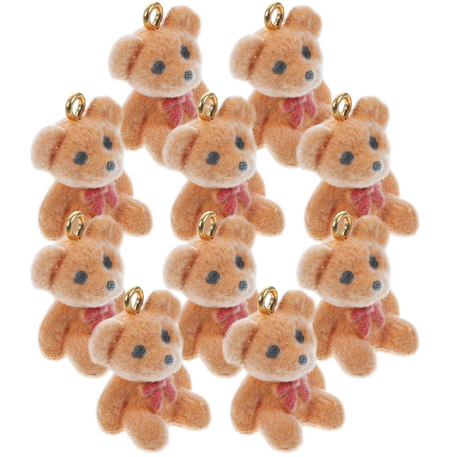 

10 Pcs Pendant Bear Necklace Charms for Earrings Autumn And Winter Flocking Bracelet Accessory Jewelry Making