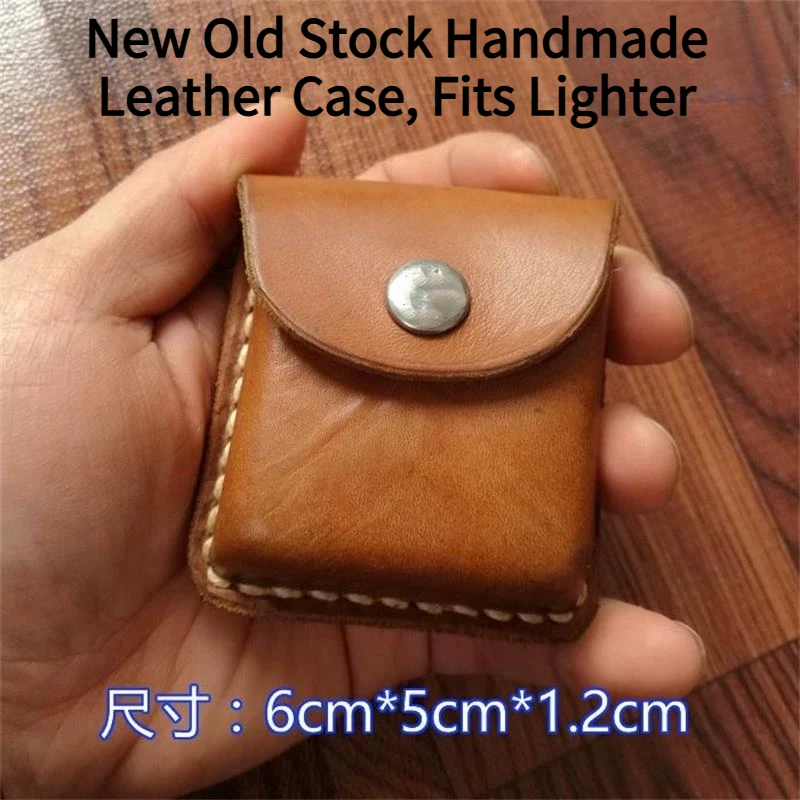 Vintage 80s Genuine Cowhide Waist Pouch 57 Type Multifunction Leather Case for Compass Lighter Retro Collector Storage Holder