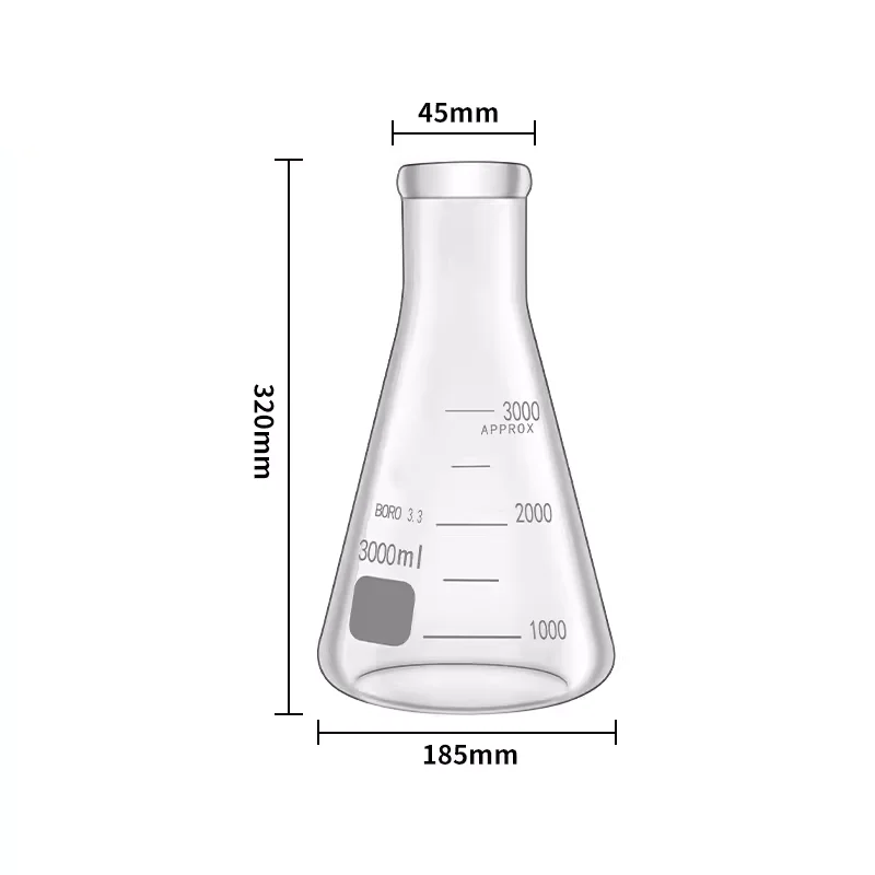 3000ml glass Erlenmeyer flask laboratory glass Erlenmeyer flask