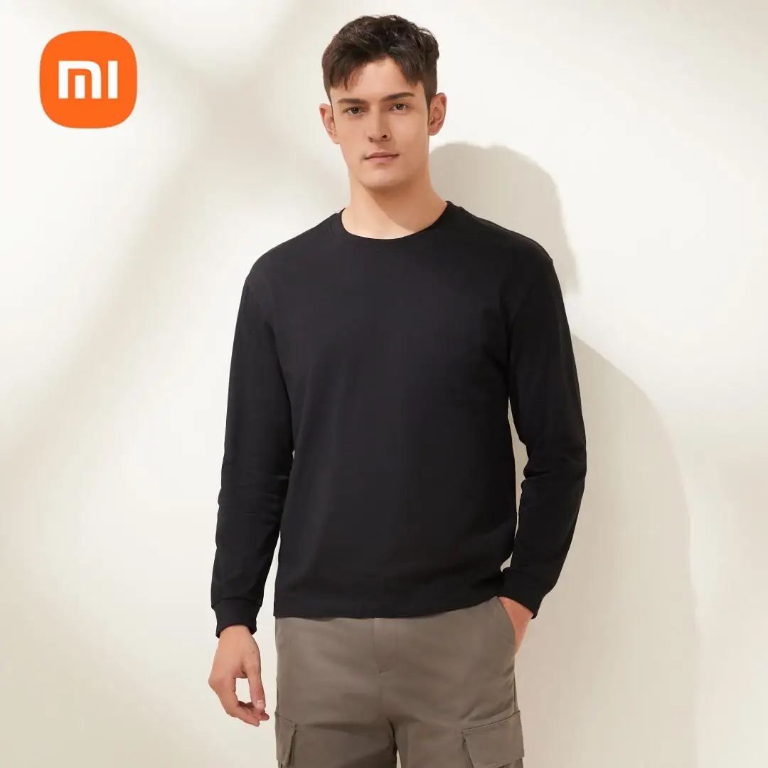 Xiaomi Mijia-Sweat à capuche en coton peigné pour hommes et femmes, T-shirt à manches longues, Monochromatique, Automne, Hiver, 90 minutes