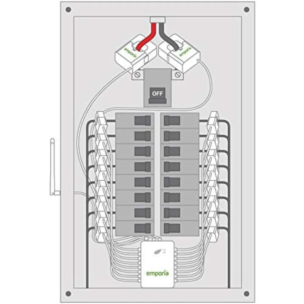 Smart Home Energy Monitor com sensores de nível de circuito, Vue - Real Time Electricidade Monitor, medidor solar, medição líquida, 16 50A