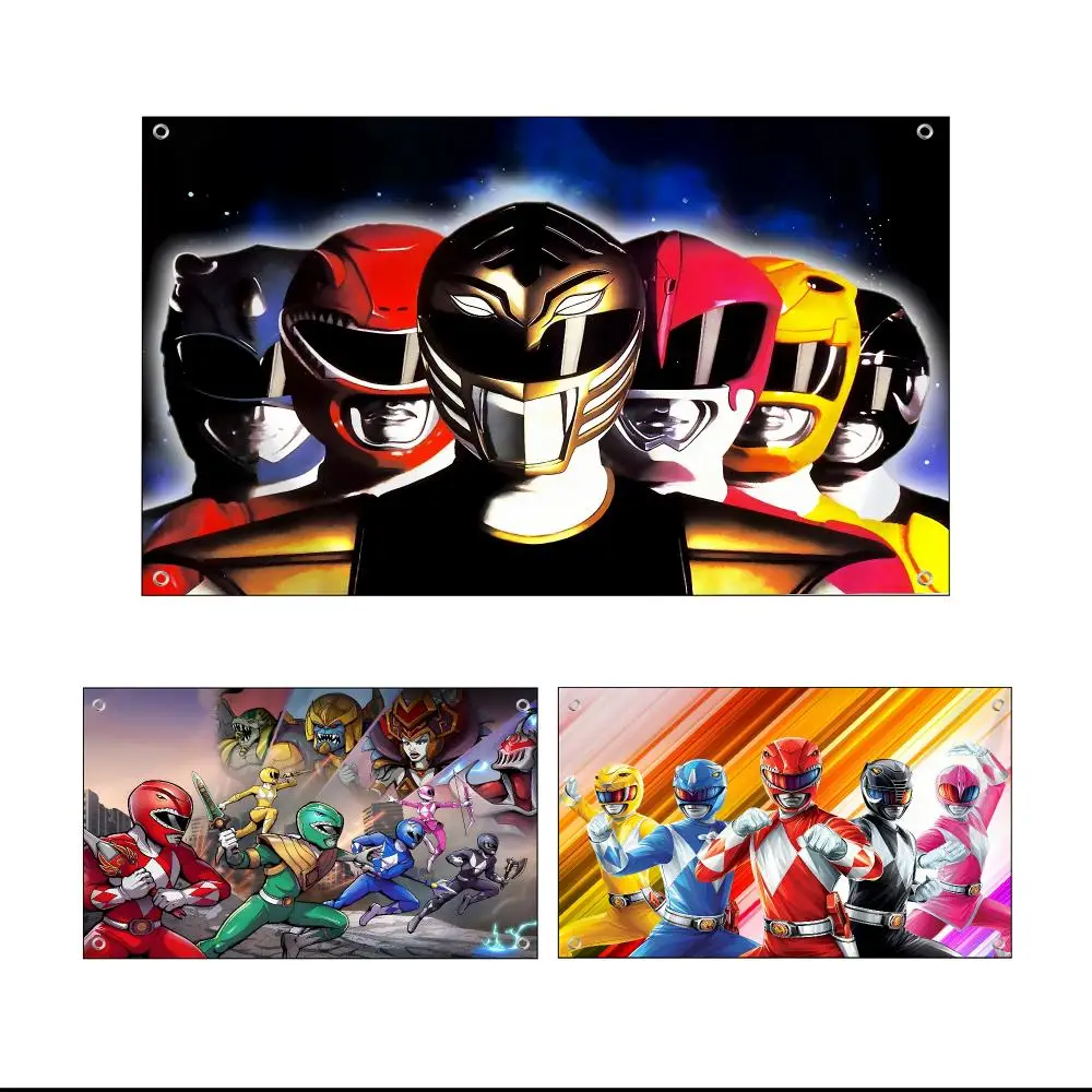 Mighty Morphin Power Rangers Flags Custom Wall Hanging Background Art Banner For Bedroom Home Living Room Outdoor Decor