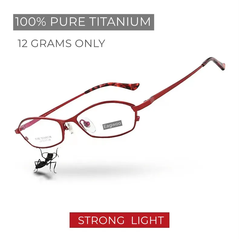 Reinem Titan Frauen Brille Entworfen Abnorme Form Vollrand Spektakel Hohe Grade Rezept Brillen – Detail 4