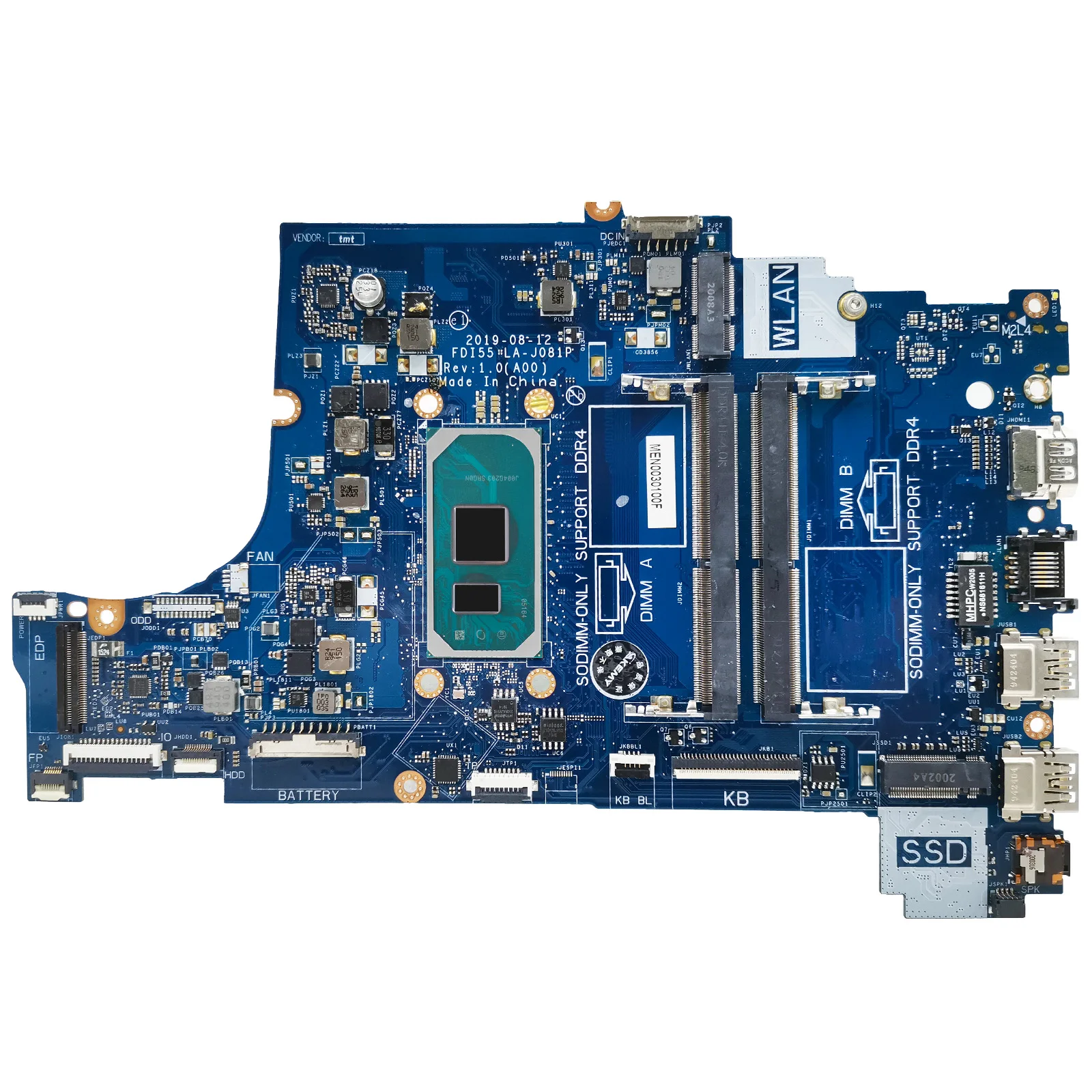 Fdi55 LA-J081P für dell 3493 3593 559 5770 notebook mainboard i3-1005G1 cpu 052 x6w 004 c38 laptop motherboard