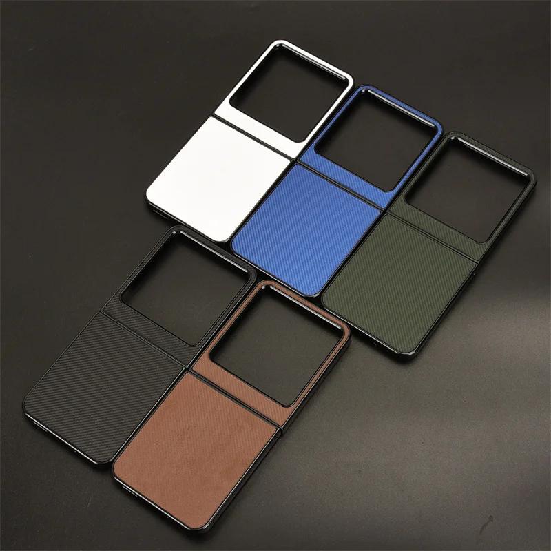 For Infinix Zero Flip X6962 Luxury Carbon Fiber PU Leather Hard Back Cover ShockProof Case For Infinix ZeroFlip Phone Coque