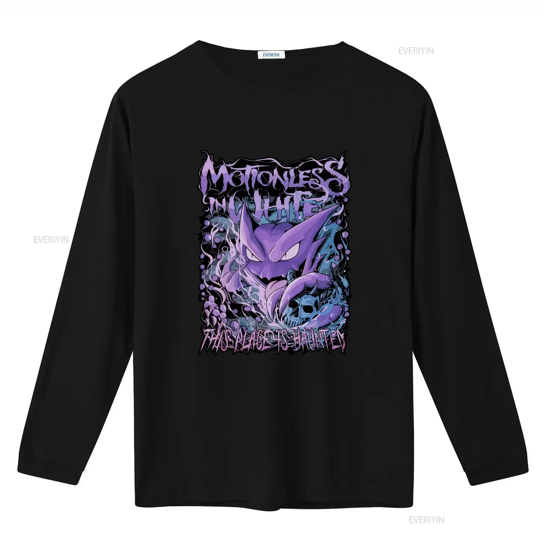 Motionless In White This Place Is Haunted T Shirt Purple Ghost Skull Design Perfect for Rock Fans vintage Washed