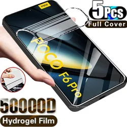 5Pcs Clear Hydrogel Film For POCO F6 M6 X6 F5 M4 M3 X5 X4 X3 Pro NFC F4 GT Screen Protector For POCO C75 C65 C40 M5S M5 F3 Film