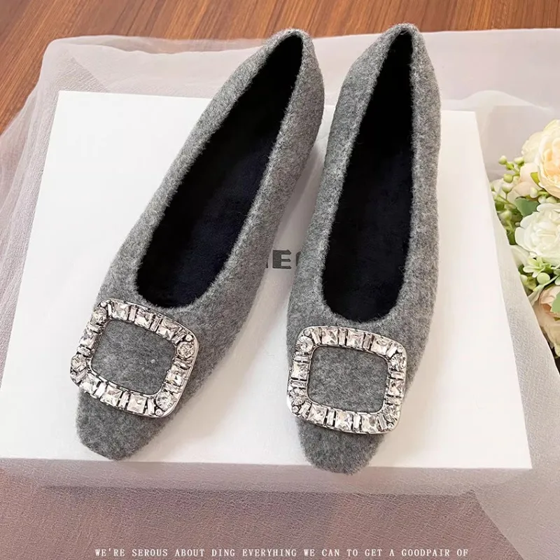 Kleine innen erhöhte Wollschuhe für Damen 2025, neue Winter-Fleece-warme Mary-Jane-Schuhe