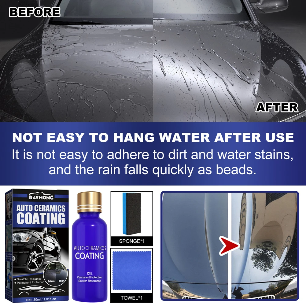 Hydrophobic Polish Coating Agent with No-dust Cloth Car Polish Nano Coating Dustproof Car Ceramic Coating Liquid Car Maintenance