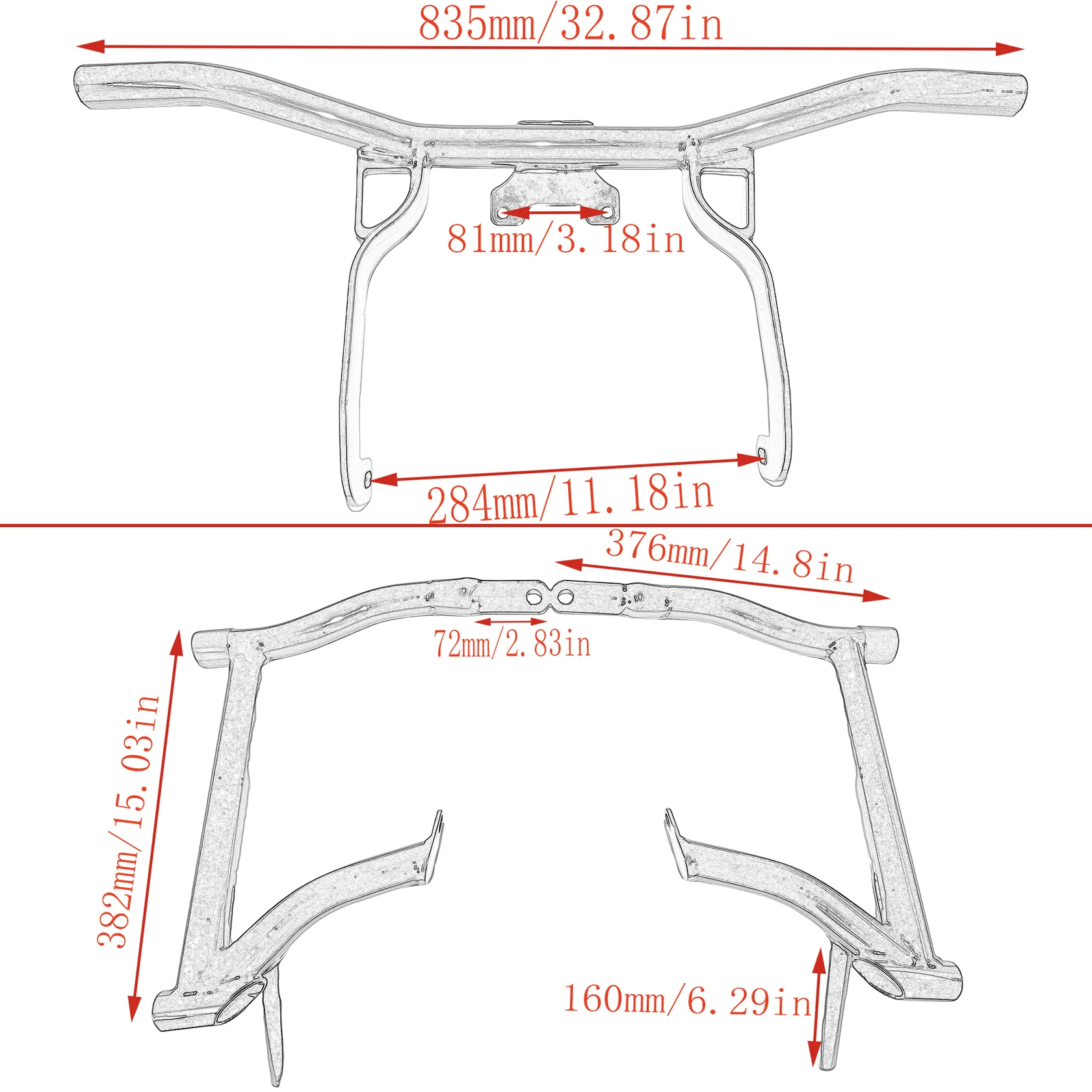 Motorcycle Front Engine Guard Bar Rear Saddlebag Guard Crash Bars For Harley Touring Road Street Glide Road Glide FLHX 2014-2024