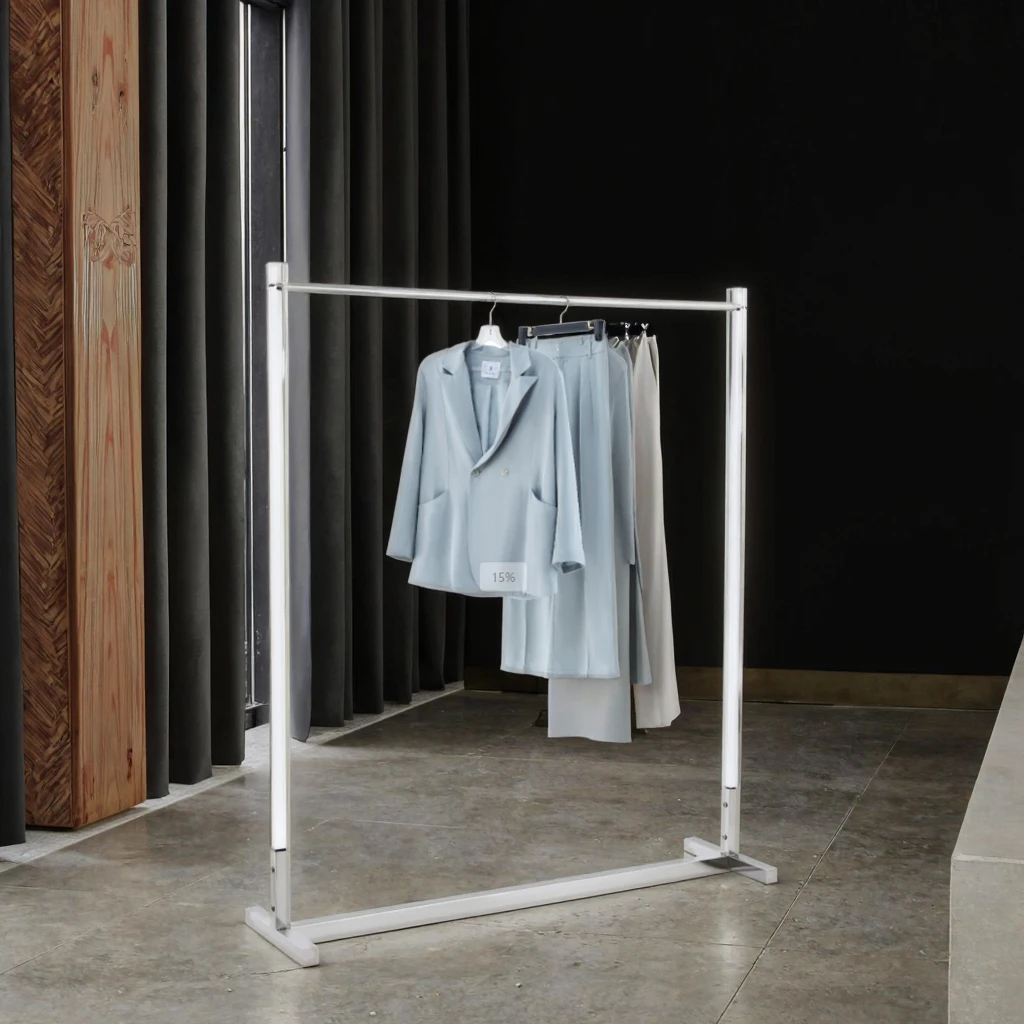 Modern Foldable Stainless Steel Acrylic Clothing Store Display Stand For Rack Easy Assembly Detachable For Apparel Retail