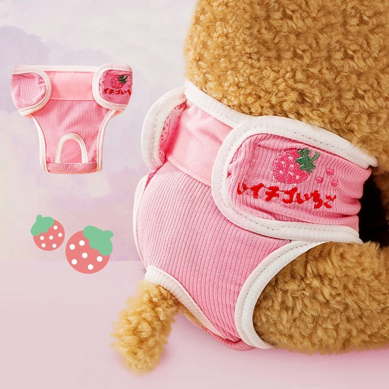 Dog Shorts Pet Physiological Pants Cartoon Embroidery Washable Puppy Kitten Female Dog Diapers Menstruation Underwear Pet Items